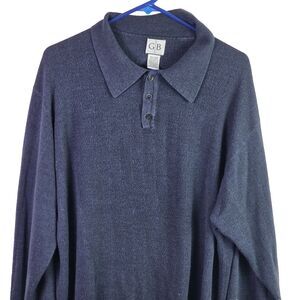 Geoffrey Beene Men’s XXL Blue Knit Long-Sleeve Acrylic Sweater